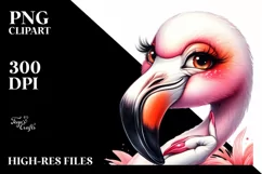 funny flamingo portrait clipart Product Image 1