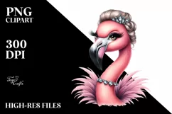 funny flamingo portrait clipart Product Image 1