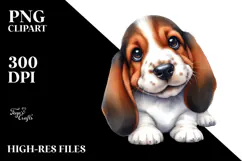 Happy Baby Basset Hound PNG Product Image 2