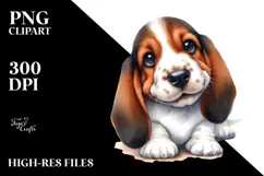Watercolor Baby Basset Hound with Big Eyes Product Image 2