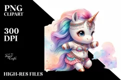 Colorful Pastel Baby Unicorn Belly Dancer's Outfit PNG Product Image 1