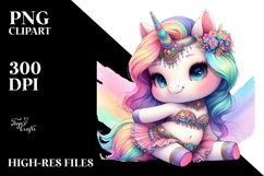 Colorful Baby Unicorn with Belly Dancer&#039;s Outfit, PNG Product Image 3