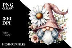 Cute Gnome with Daisy Floral Ornament PNG Product Image 2