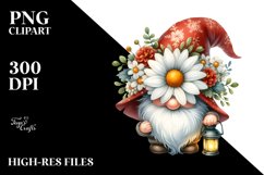 Cute Gnome with Daisy Floral Ornament PNG Product Image 2
