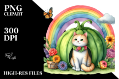 Colorful Cat House Rainbow Scene | Clipart Product Image 2