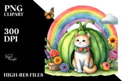 Colorful Cat House Rainbow Scene | Clipart Product Image 2