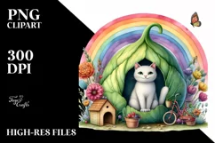 Colorful Cat House Rainbow Scene | Clipart Product Image 3