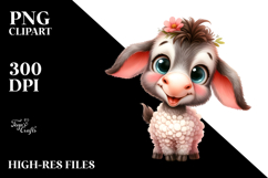 Funny Donkey Lamb Big Eyes Happy Clipart Product Image 2