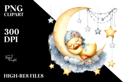 Baby Duck Summertime Sleeping on Moon | Clipart Product Image 2
