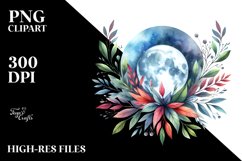 Vibrant Whimsical Moon Foliage Clipart Product Image 3