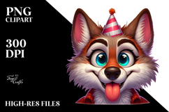 Playful Digital Painting of Goofy Cartoon Wolf, Transparent Product Image 2