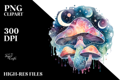 Magical Celestial Mushroom Sublimation Clipart Product Image 2