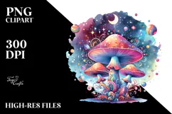 Colorful Magical Celestial Astral Mushroom Clipart Product Image 2