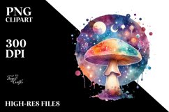 Magical Celestial Mushroom | Watercolor Clipart Product Image 3