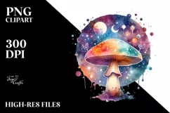 Colorful Magical Celestial Astral Mushroom Clipart Product Image 1