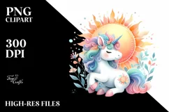 Colorful Baby Unicorn Sun | Sublimation | Clipart Product Image 1
