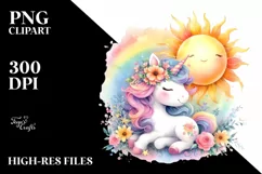 Colorful Baby Unicorn Sun | Sublimation | Clipart Product Image 1