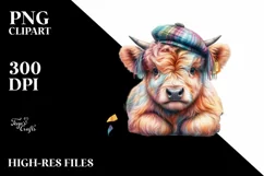 Colorful Pastel Baby Highland Cow Competition Floor PNG Product Image 3