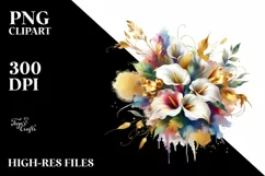 Vibrant Bouquet with Calla Lily | Sublimation | Clipart Product Image 1