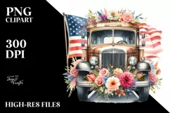 Vintage Bus USA Flag | Sublimation Clipart Product Image 3