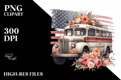 Vintage Bus Watercolor Clipart Product Image 1