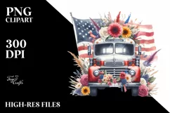 Vintage Bus USA Flag | Sublimation Clipart Product Image 3