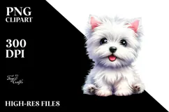 Cute Watercolor White Terrier and Boston Terrier PNG Product Image 2