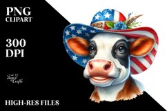 Enthusiastic Cow Portrait Sublimation Clipart Product Image 3