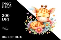 Cute Baby Giraffe Seeping Animal Clipart Product Image 1