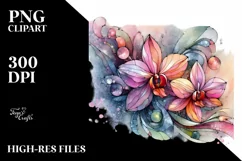 Vibrant Pastel Wooden Small Stained Orchid PNG Product Image 1