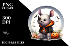 Cute Baby Rhino Halloween Clipart PNG Product Image 2