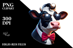 Holstein Cow with Bow Tie PNG Product Image 2