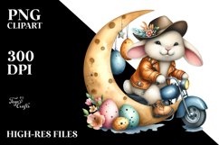 Sitting Bunny on Half Moon PNG Product Image 2