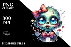 Watercolor Zombie Blowing a Kiss PNG Product Image 2