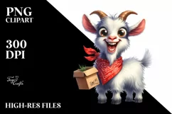 Funny Goat Standing Bandana Big Eyes Excited Clipart Product Image 3