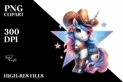 Cute Unicorn with Cowboy Hat from Shimmering Star | Clipart Product Image 3