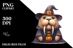 Funny Halloween Walrus Sublimation Clipart Product Image 2