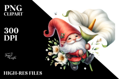 Floating Gnome with Calla Lily PNG Product Image 2