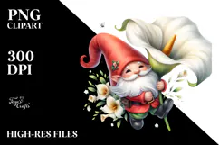 Floating Gnome with Calla Lily PNG Product Image 2