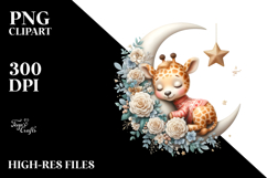 Cute Baby Giraffe Christmas Watercolor Clipart Product Image 2