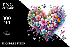 Spring Flowers Heart Digital PNG Product Image 2