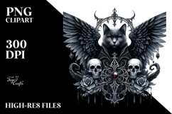 Detailed Gothic Cat Clipart Product Image 1