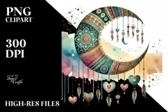 Moon with Adorning Hearts PNG Product Image 2