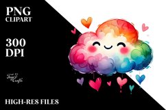 colorful Cloud with Hearts, PNG Product Image 2