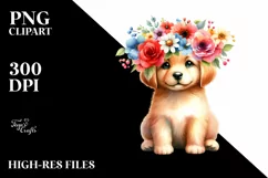 Lovely Puppy Flower Crown Clipart Product Image 3