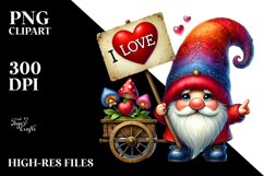 Valentines Gnome with Roses PNG Product Image 2