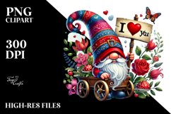 Valentines Gnome with Roses PNG Product Image 2