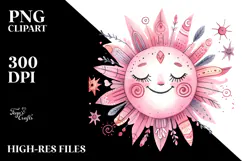 Whimsical Simple Smile Pinkish Sun, PNG Product Image 2