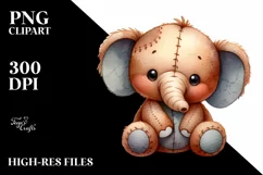 Colorful Baby Old Plush Elephant | Sublimation | Clipart Product Image 1