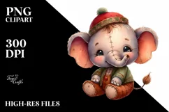 Colorful Baby Old Plush Elephant | Sublimation | Clipart Product Image 1